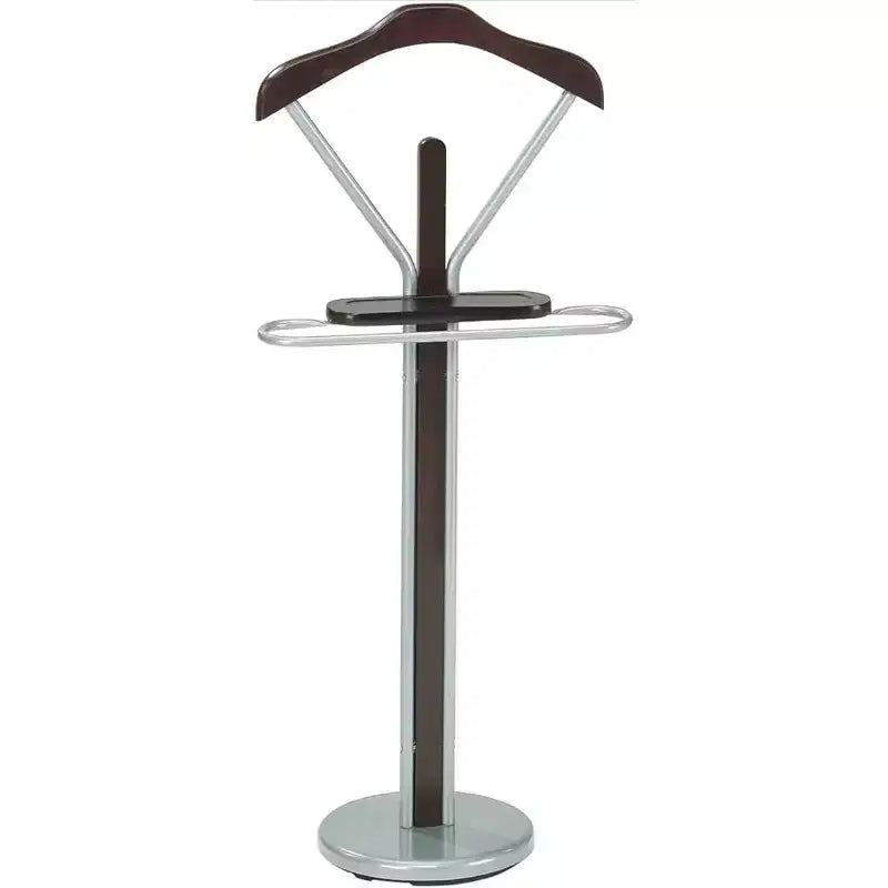 Organizzatore servetto appendiabiti in legno e metallo, argento/noce
