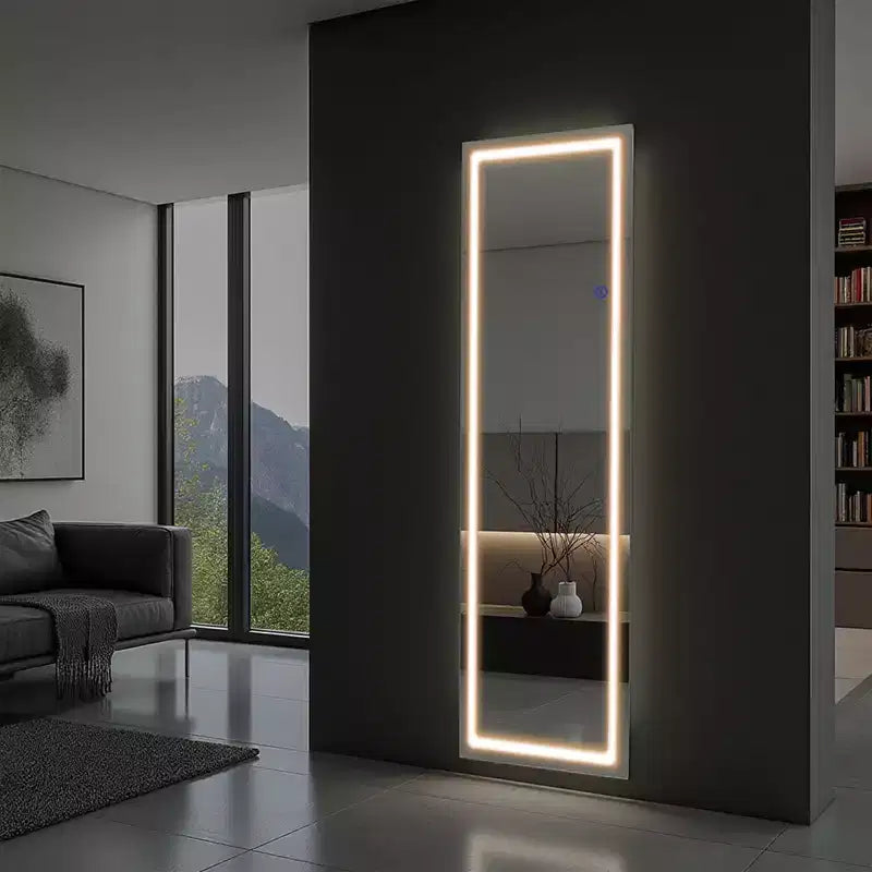 Specchio LED Indipendente: A figura intera, senza cornice, alluminio, 160x40x2 cm