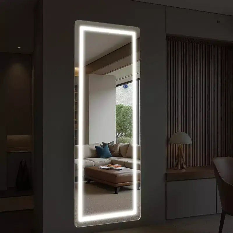 Specchio LED Indipendente: A figura intera, senza cornice, alluminio, 160x40x2 cm