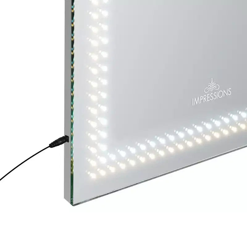 Specchio da Terra o da Parete con Illuminazione LED a Tre Toni e Cornice Sottile in Alluminio