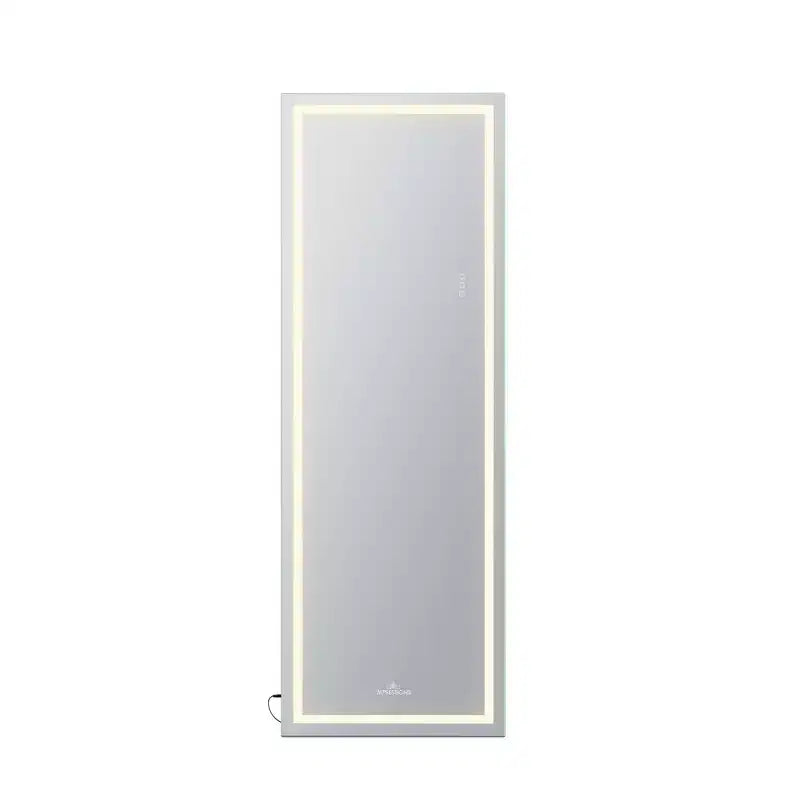 Specchio da Terra o da Parete con Illuminazione LED a Tre Toni e Cornice Sottile in Alluminio
