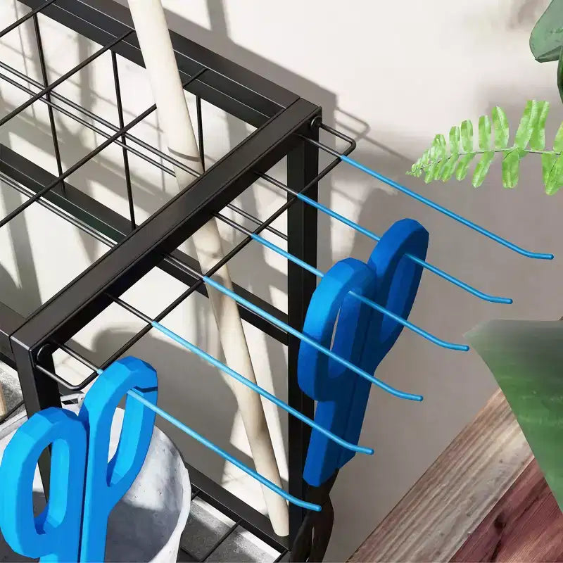 Organizzatore porta attrezzi da giardino per garage, scaffale porta attrezzi da giardinaggio a 3 ripiani con ganci