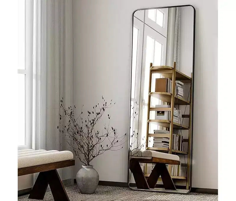 Specchi rettangolari a figura intera con cornice in lega di alluminio 64x21, Neri