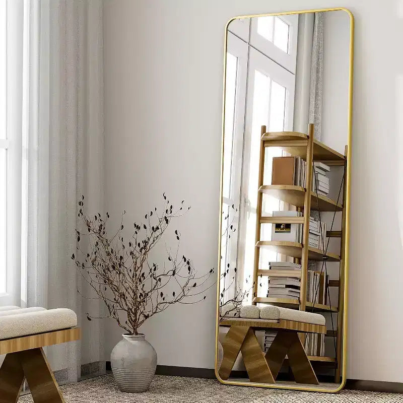 Specchi rettangolari a figura intera con cornice in lega di alluminio 64x21, Neri