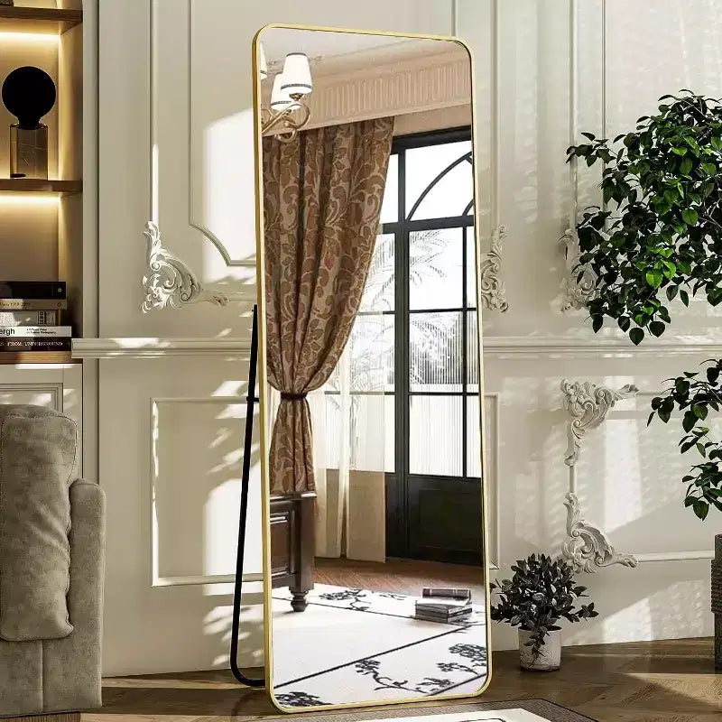 Specchi rettangolari a figura intera con cornice in lega di alluminio 64x21, Neri