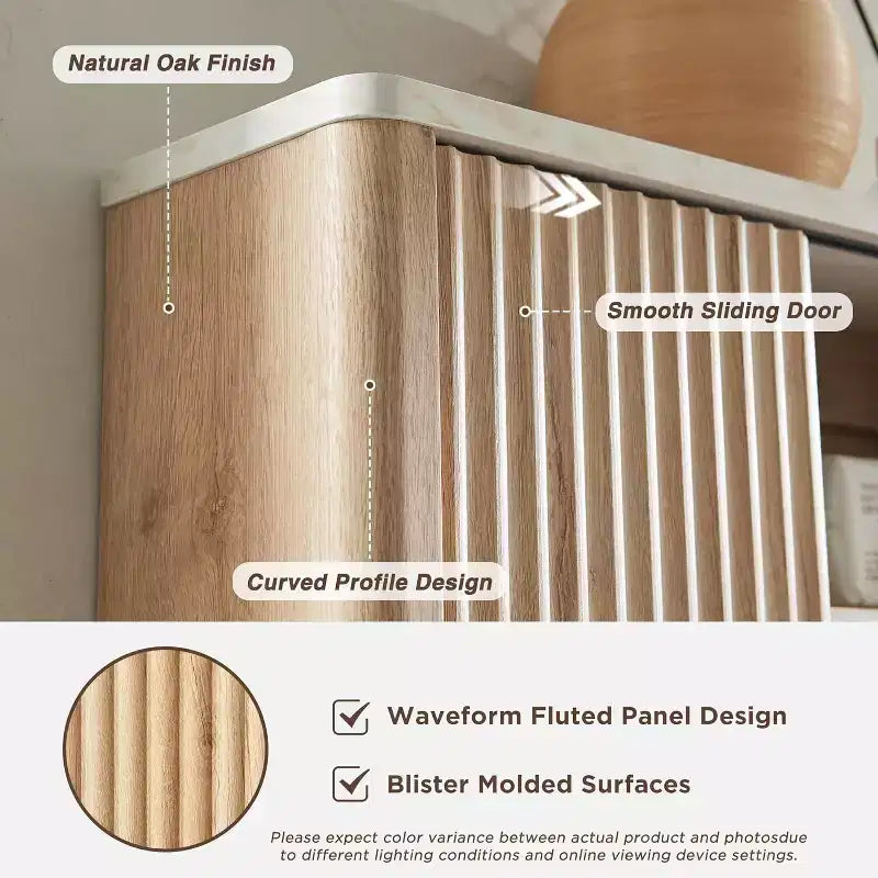 Pensile da bagno con anta scorrevole, Armadietto pensile in legno con ripiano regolabile e piano in finto marmo, Sopra il WC, Mobiletto da bagno