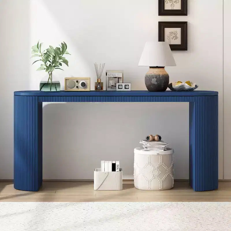 Tavolo Consolle dal Design Curvo con Esclusivo Motivo a Strisce Verticali per Soggiorno, Studio e Ingresso