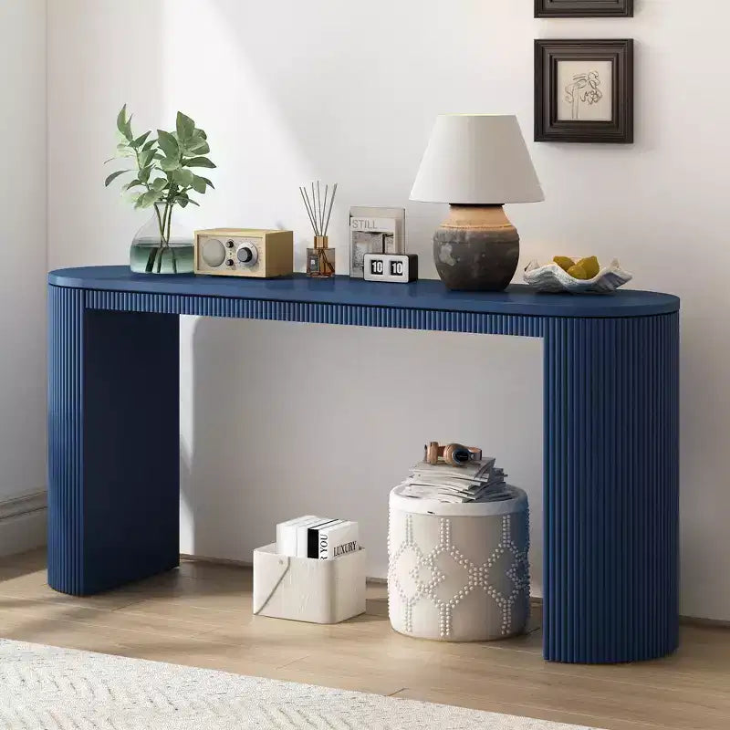 Tavolo Consolle dal Design Curvo con Esclusivo Motivo a Strisce Verticali per Soggiorno, Studio e Ingresso