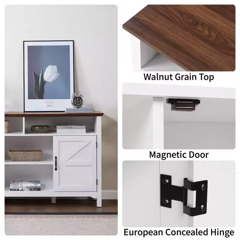 Mobile credenza da fattoria con ante a battente, credenza da cucina grande da 58" con ripiani regolabili
