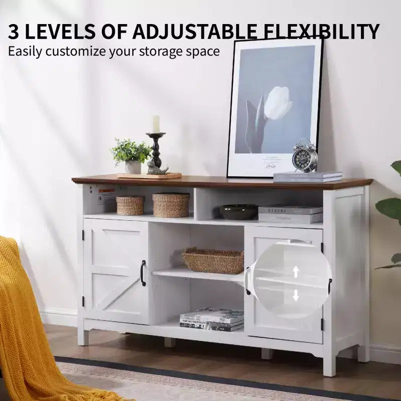 Mobile credenza da fattoria con ante a battente, credenza da cucina grande da 58" con ripiani regolabili