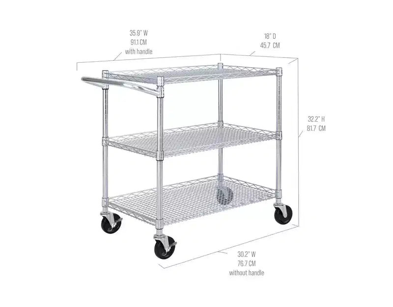 Carrello di servizio resistente su ruote UltraDurable NSF Commercial di Seville Classics