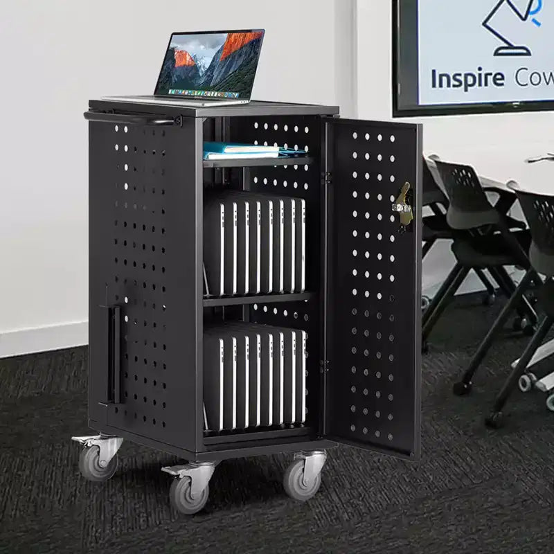 Carrello per Laptop, Carrello di Ricarica Mobile per 20 Dispositivi, Schermo Fino a 15,6 Pollici, Carrello di Ricarica Mobile per Ufficio e Aula, per Chromebook