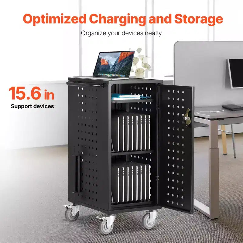 Carrello per Laptop, Carrello di Ricarica Mobile per 20 Dispositivi, Schermo Fino a 15,6 Pollici, Carrello di Ricarica Mobile per Ufficio e Aula, per Chromebook