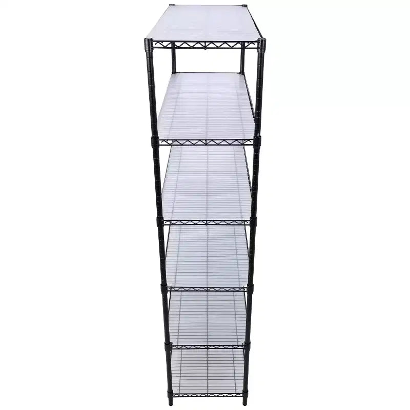 Scaffale a 6 ripiani in filo metallico NSF da 6000 libbre, struttura robusta regolabile con ruote e copriripiani (nero, 84H48L20D)