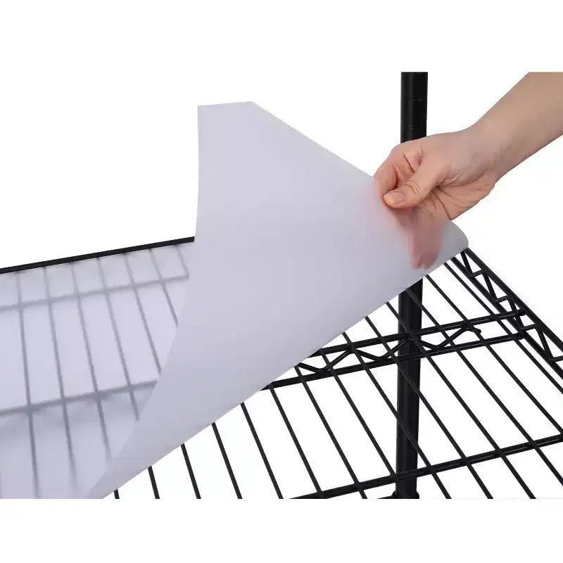 Scaffale a 6 ripiani in filo metallico NSF da 6000 libbre, struttura robusta regolabile con ruote e copriripiani (nero, 84H48L20D)