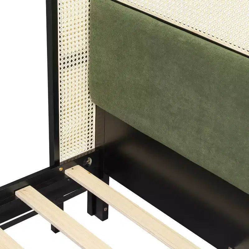 Struttura letto a piattaforma Queen/King Size con testiera imbottita Wingback e robusto telaio in legno, Bohémien