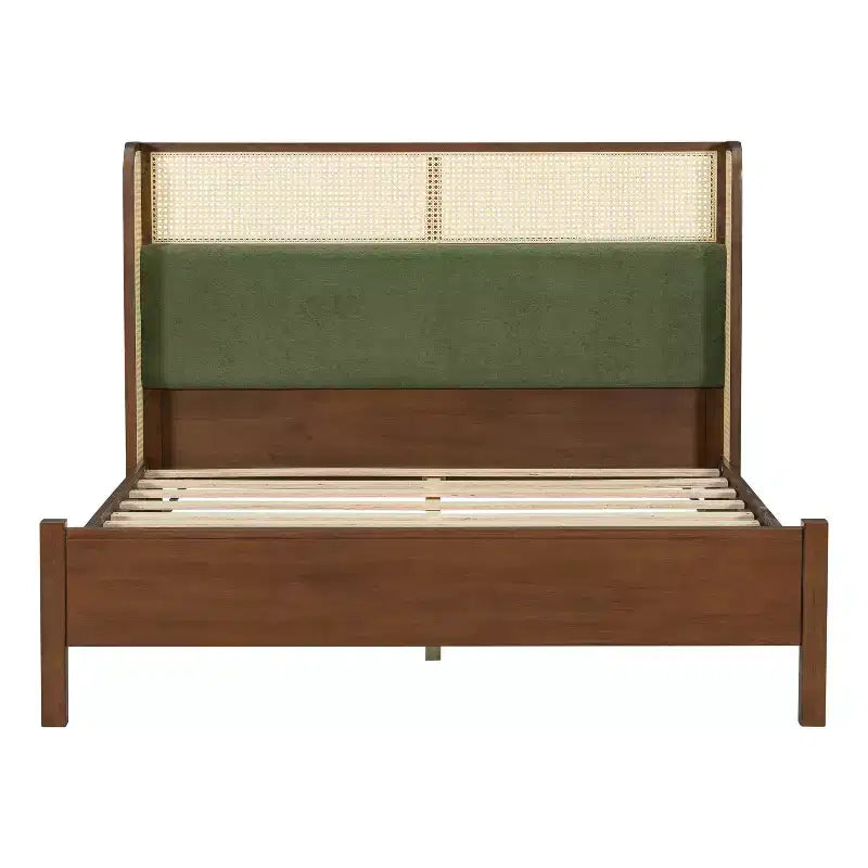 Struttura letto a piattaforma Queen/King Size con testiera imbottita Wingback e robusto telaio in legno, Bohémien