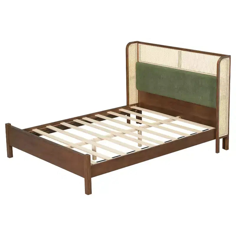 Struttura letto a piattaforma Queen/King Size con testiera imbottita Wingback e robusto telaio in legno, Bohémien