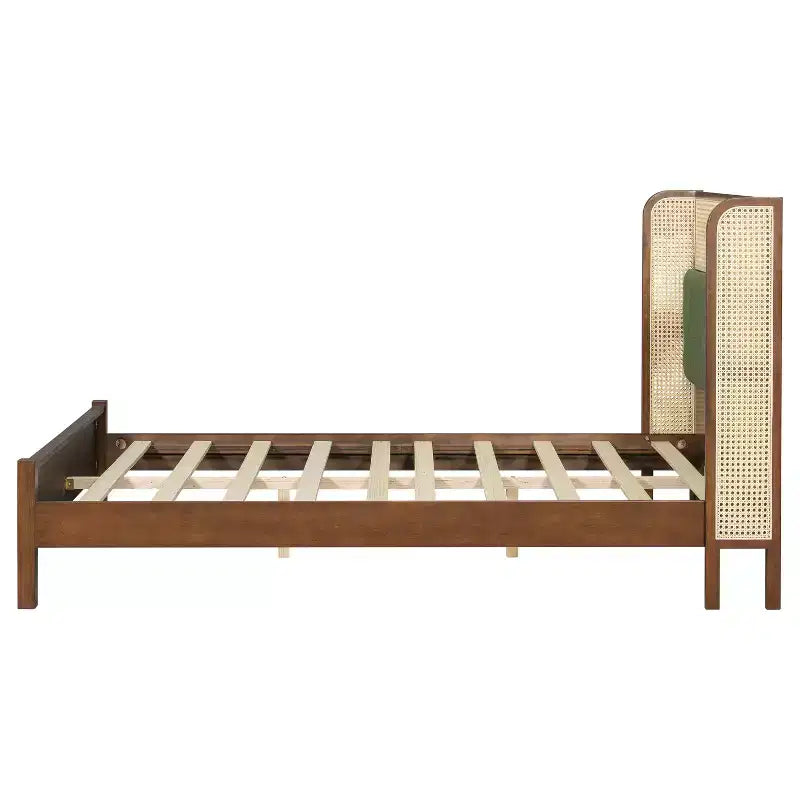 Struttura letto a piattaforma Queen/King Size con testiera imbottita Wingback e robusto telaio in legno, Bohémien