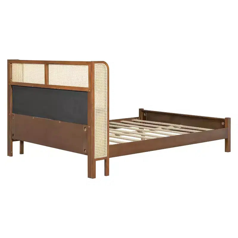 Struttura letto a piattaforma Queen/King Size con testiera imbottita Wingback e robusto telaio in legno, Bohémien