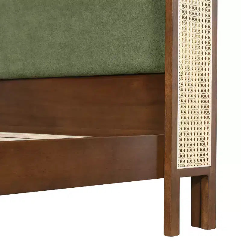 Struttura letto a piattaforma Queen/King Size con testiera imbottita Wingback e robusto telaio in legno, Bohémien