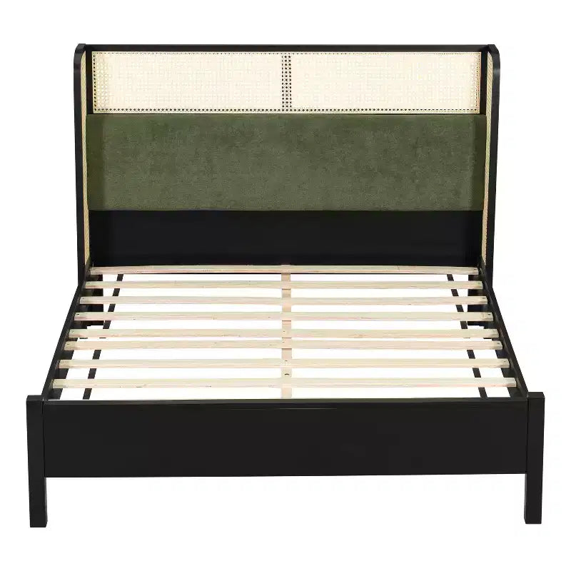 Struttura letto a piattaforma Queen/King Size con testiera imbottita Wingback e robusto telaio in legno, Bohémien
