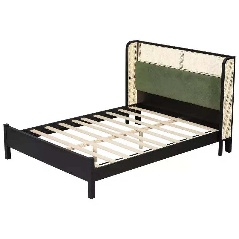 Struttura letto a piattaforma Queen/King Size con testiera imbottita Wingback e robusto telaio in legno, Bohémien