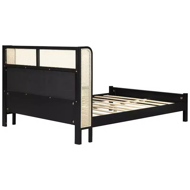 Struttura letto a piattaforma Queen/King Size con testiera imbottita Wingback e robusto telaio in legno, Bohémien