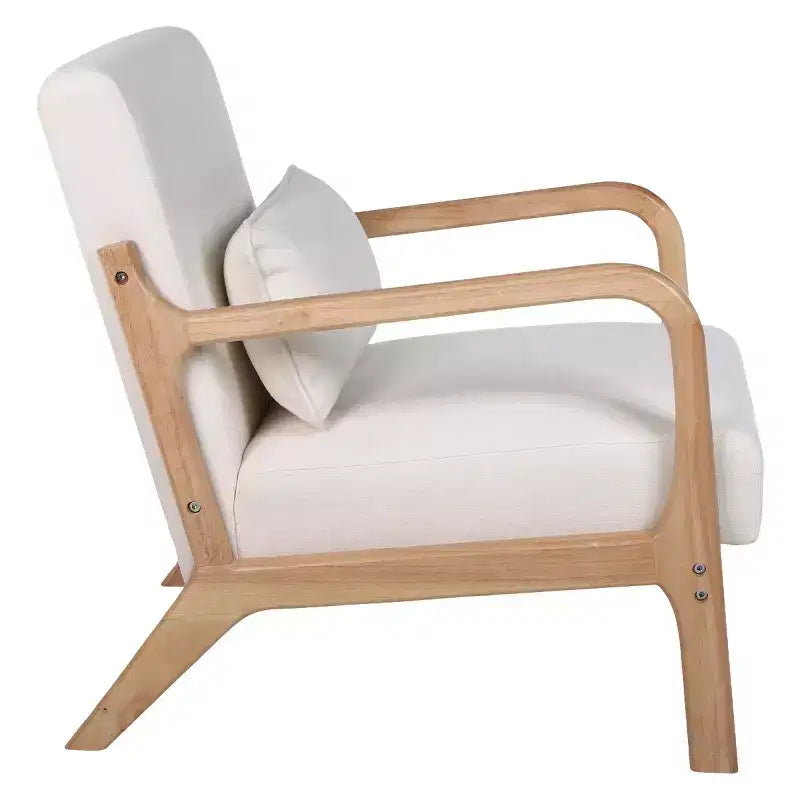 Poltrona moderna con braccioli e struttura in legno massello, elegante sedia imbottita, poltrona club per soggiorno, camera da letto o ufficio