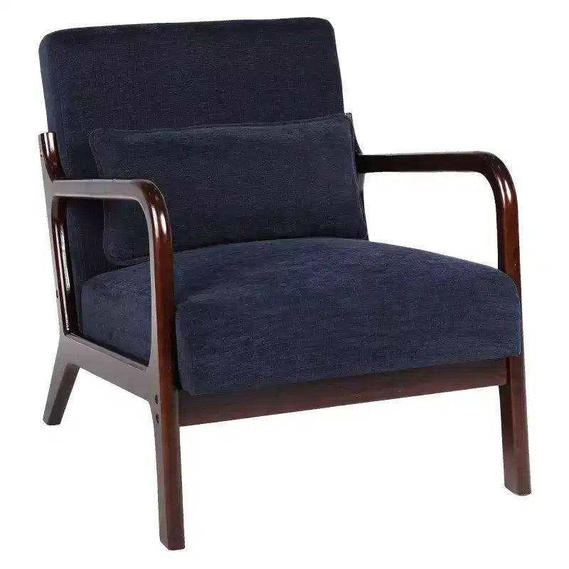 Poltrona moderna con braccioli e struttura in legno massello, elegante sedia imbottita, poltrona club per soggiorno, camera da letto o ufficio
