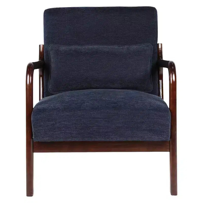 Poltrona moderna con braccioli e struttura in legno massello, elegante sedia imbottita, poltrona club per soggiorno, camera da letto o ufficio