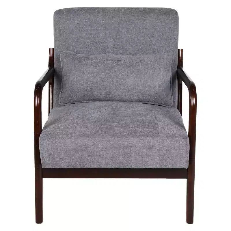 Poltrona moderna con braccioli e struttura in legno massello, elegante sedia imbottita, poltrona club per soggiorno, camera da letto o ufficio