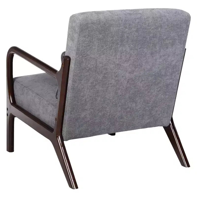 Poltrona moderna con braccioli e struttura in legno massello, elegante sedia imbottita, poltrona club per soggiorno, camera da letto o ufficio