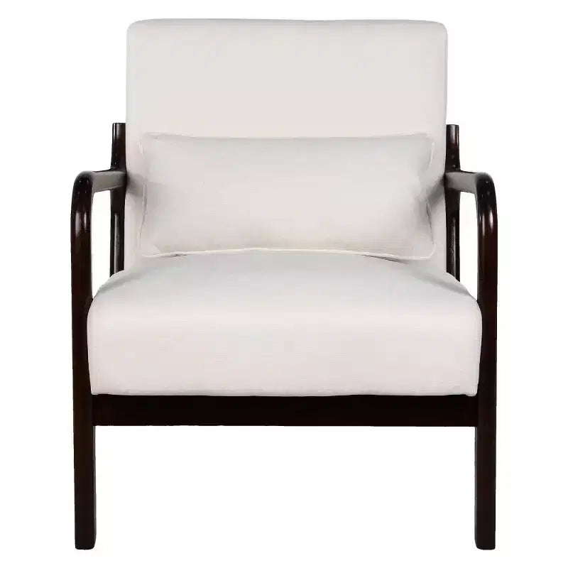 Poltrona moderna con braccioli e struttura in legno massello, elegante sedia imbottita, poltrona club per soggiorno, camera da letto o ufficio