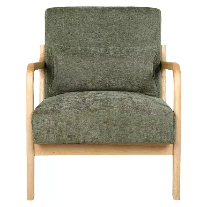 Poltrona moderna con braccioli e struttura in legno massello, elegante sedia imbottita, poltrona club per soggiorno, camera da letto o ufficio