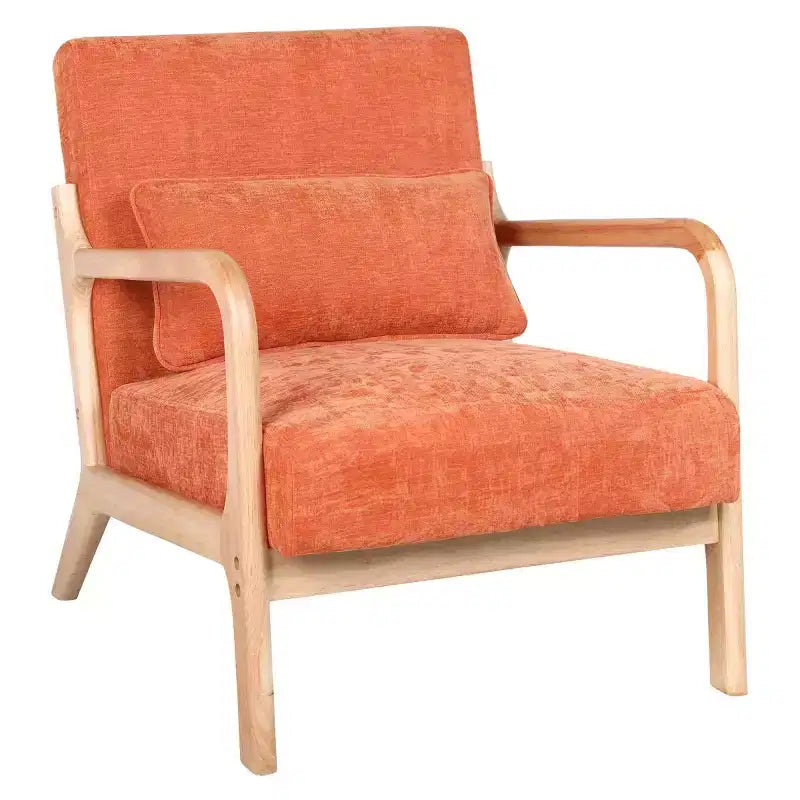 Poltrona moderna con braccioli e struttura in legno massello, elegante sedia imbottita, poltrona club per soggiorno, camera da letto o ufficio
