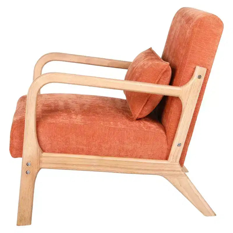 Poltrona moderna con braccioli e struttura in legno massello, elegante sedia imbottita, poltrona club per soggiorno, camera da letto o ufficio