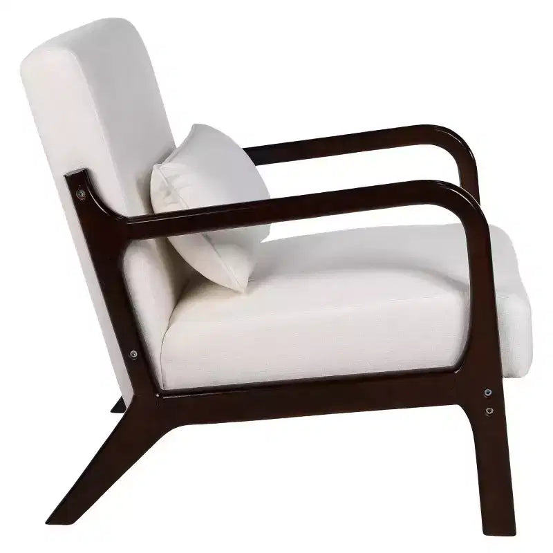 Poltrona moderna con braccioli e struttura in legno massello, elegante sedia imbottita, poltrona club per soggiorno, camera da letto o ufficio