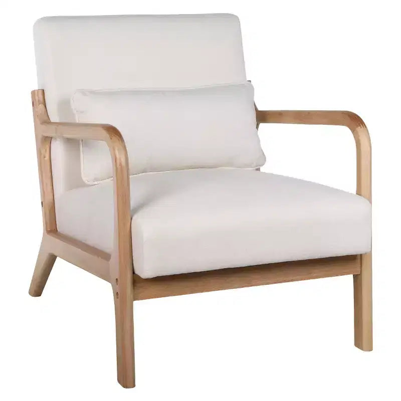 Poltrona moderna con braccioli e struttura in legno massello, elegante sedia imbottita, poltrona club per soggiorno, camera da letto o ufficio
