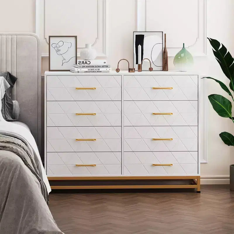 Cassettiera alta 36" con 8 cassetti a chiusura ammortizzata, organizer moderno per camera da letto, armadio, corridoio