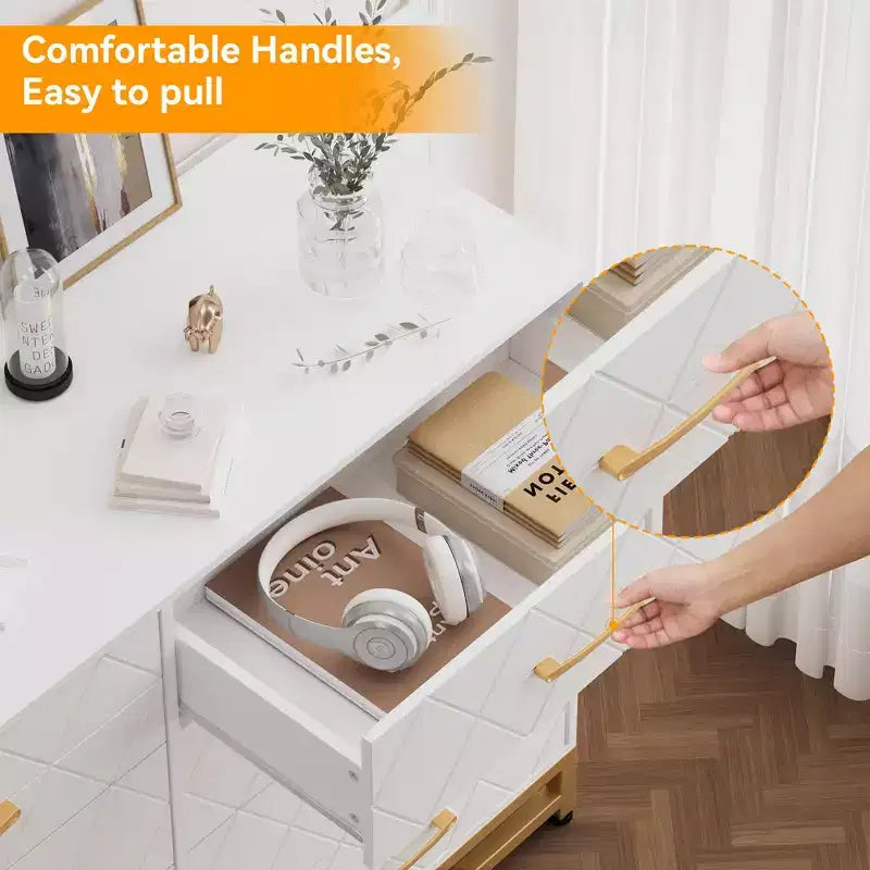 Cassettiera alta 36" con 8 cassetti a chiusura ammortizzata, organizer moderno per camera da letto, armadio, corridoio