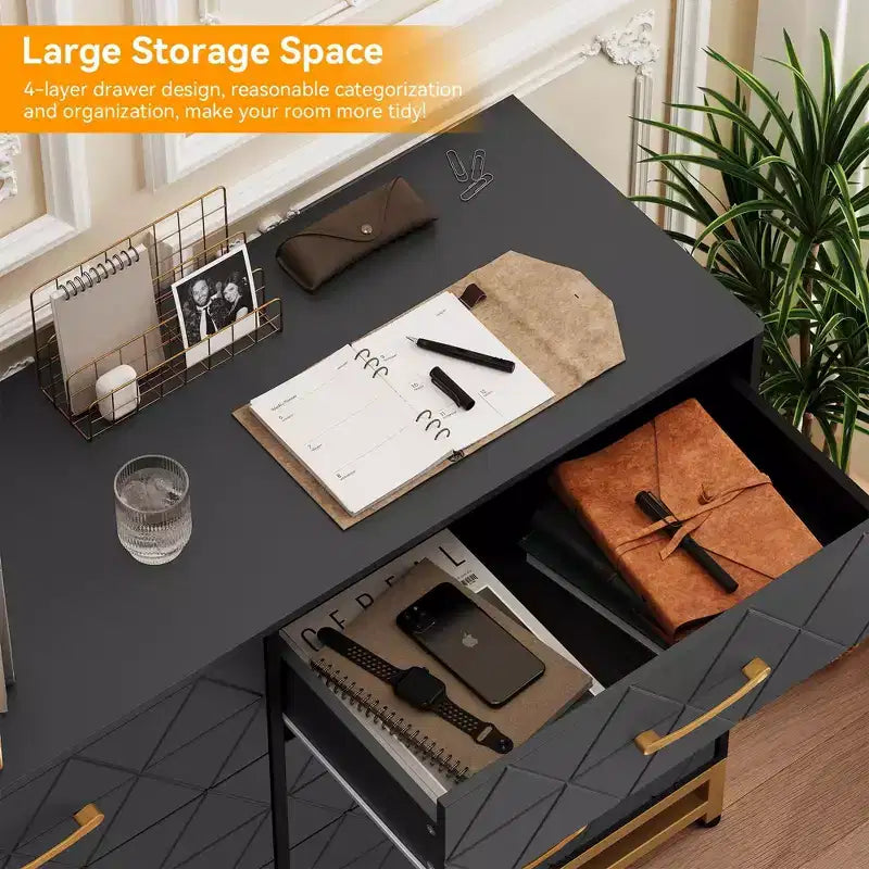 Cassettiera alta 36" con 8 cassetti a chiusura ammortizzata, organizer moderno per camera da letto, armadio, corridoio