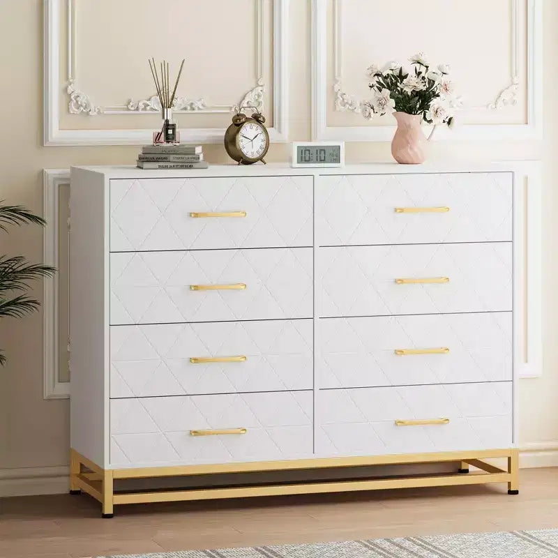 Cassettiera alta 36" con 8 cassetti a chiusura ammortizzata, organizer moderno per camera da letto, armadio, corridoio