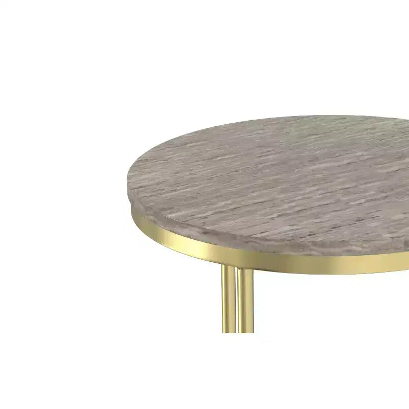 Tavolino nidificabile in metallo dorato, stile moderno contemporaneo, larghezza 40 cm, completamente assemblato