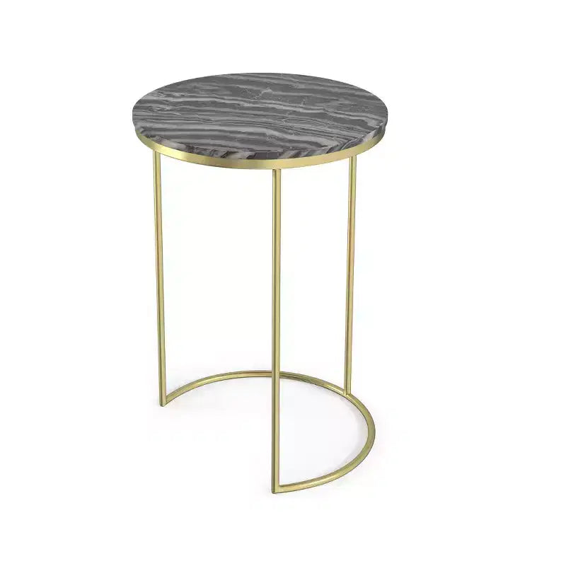 Tavolino nidificabile in metallo dorato, stile moderno contemporaneo, larghezza 40 cm, completamente assemblato