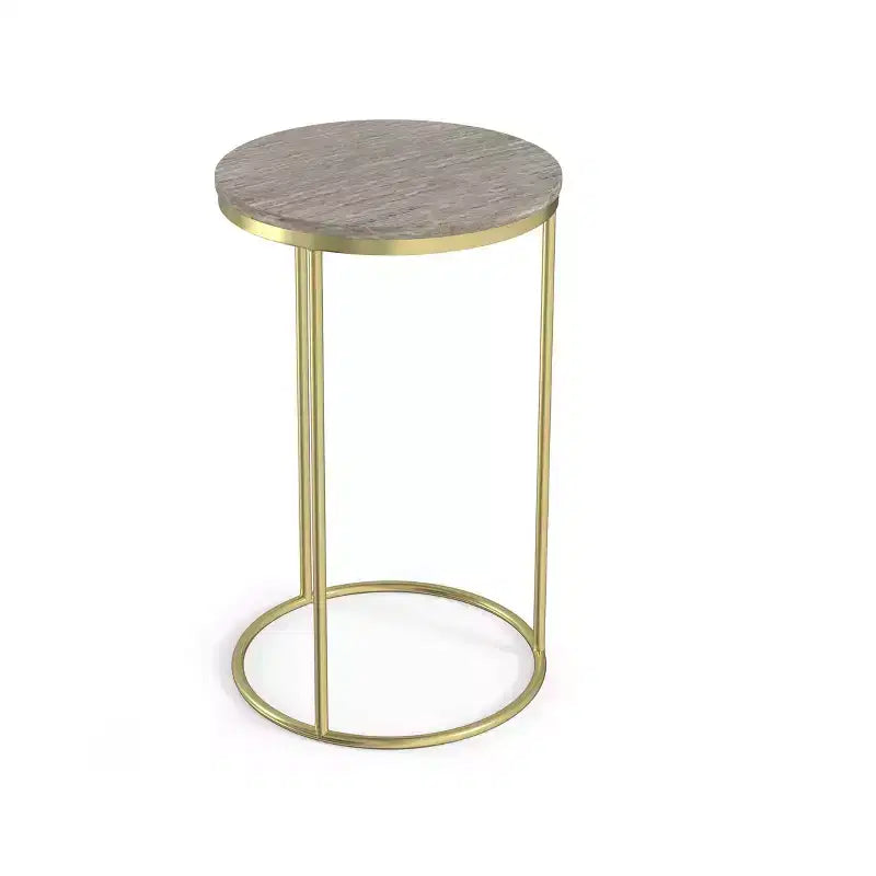 Tavolino nidificabile in metallo dorato, stile moderno contemporaneo, larghezza 40 cm, completamente assemblato