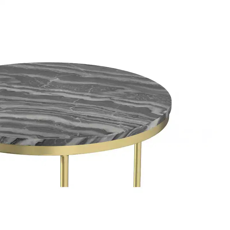 Tavolino nidificabile in metallo dorato, stile moderno contemporaneo, larghezza 40 cm, completamente assemblato