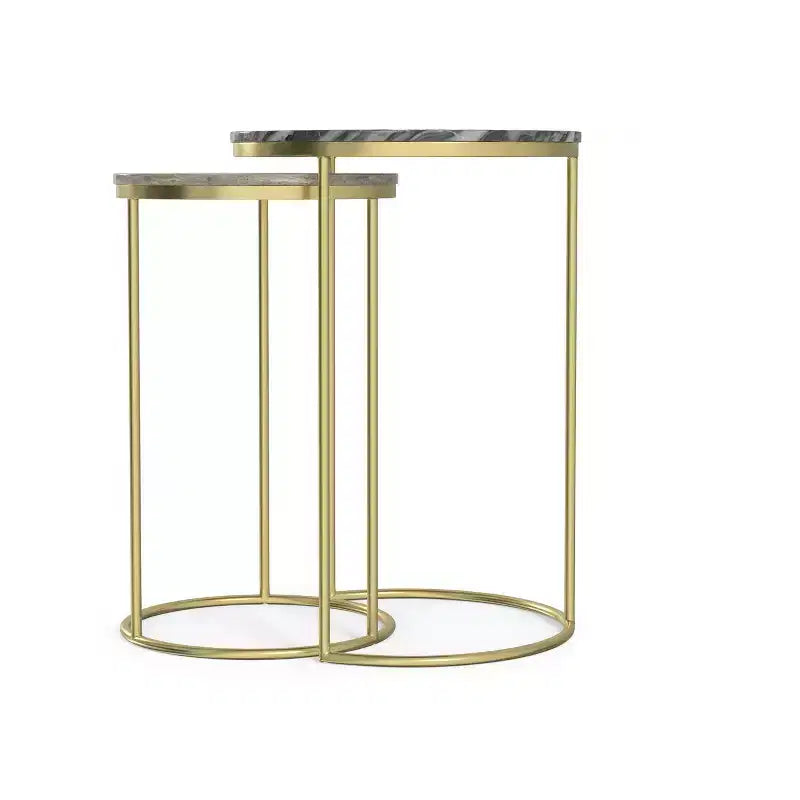 Tavolino nidificabile in metallo dorato, stile moderno contemporaneo, larghezza 40 cm, completamente assemblato