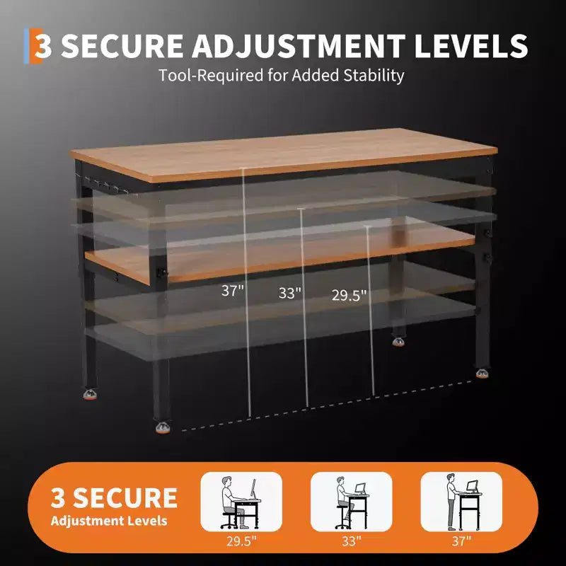 Banco da lavoro 48", banco da lavoro regolabile in altezza con ripiano portaoggetti, banchi da lavoro 48"x24" per garage, banco con presa elettrica per officina e casa
