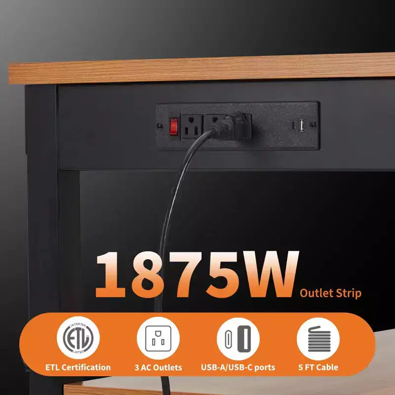 Banco da lavoro 48", banco da lavoro regolabile in altezza con ripiano portaoggetti, banchi da lavoro 48"x24" per garage, banco con presa elettrica per officina e casa